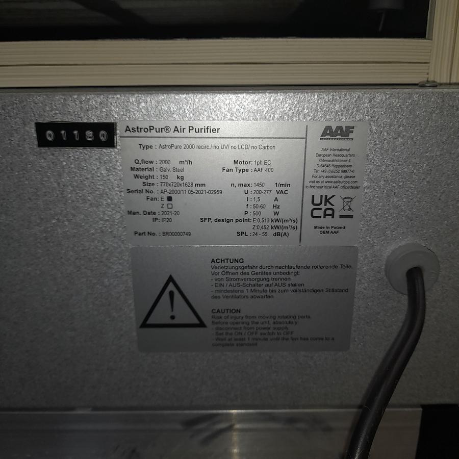 Used AAF International Air Purifier - Air Filtration and Purification, foto 9
