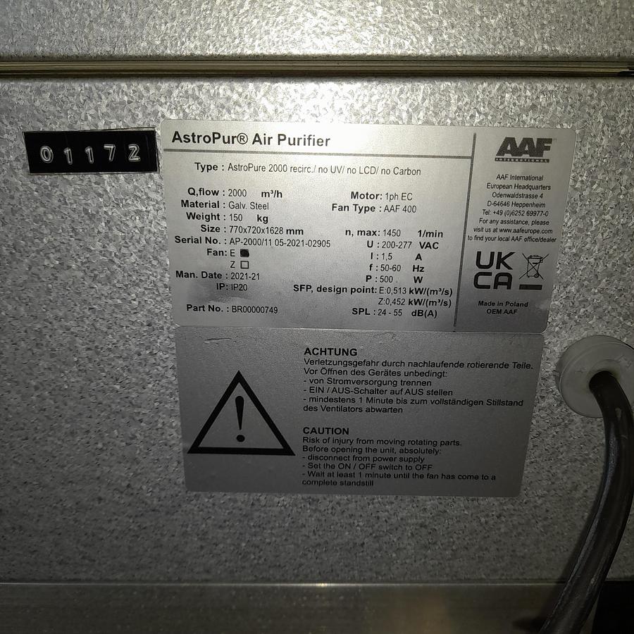 Used AAF International Air Purifier - Air Filtration and Purification, foto 9
