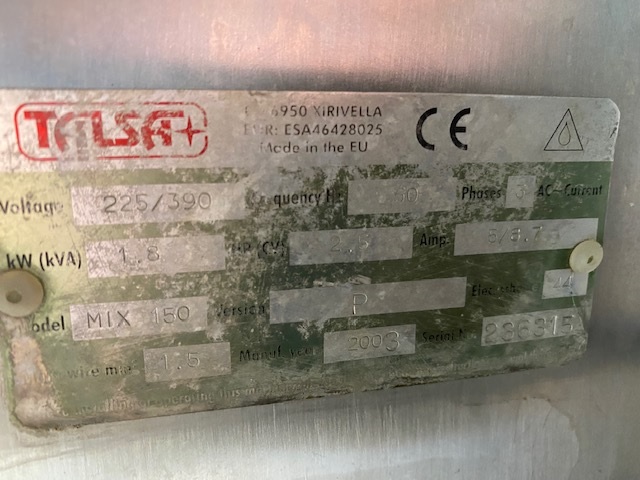 Used Talsa Mixer 150ltr - Mixers & Food Processors, photo 4