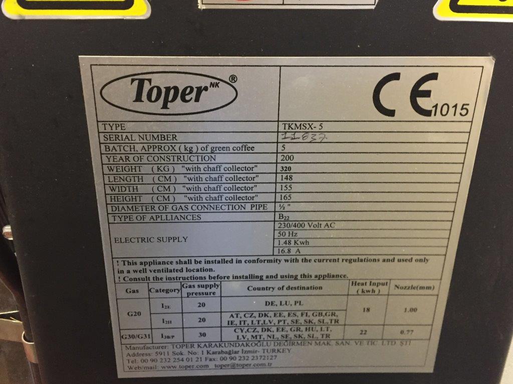 Used Toper TKMSX 5 - Roasters, photo 8