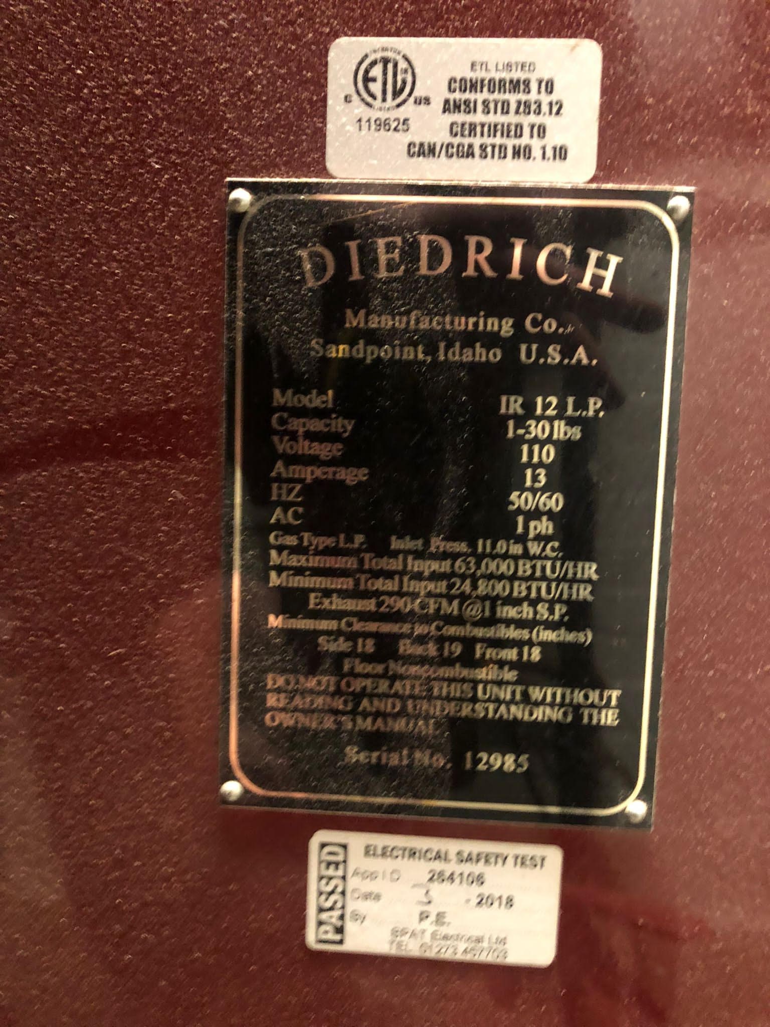 Used Diedrich IR12 - Roasters, photo 3