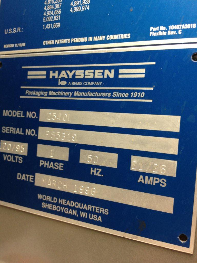 Used Hayssen PARAGON 2540E - Form-Fill-Seal Machines, photo 9