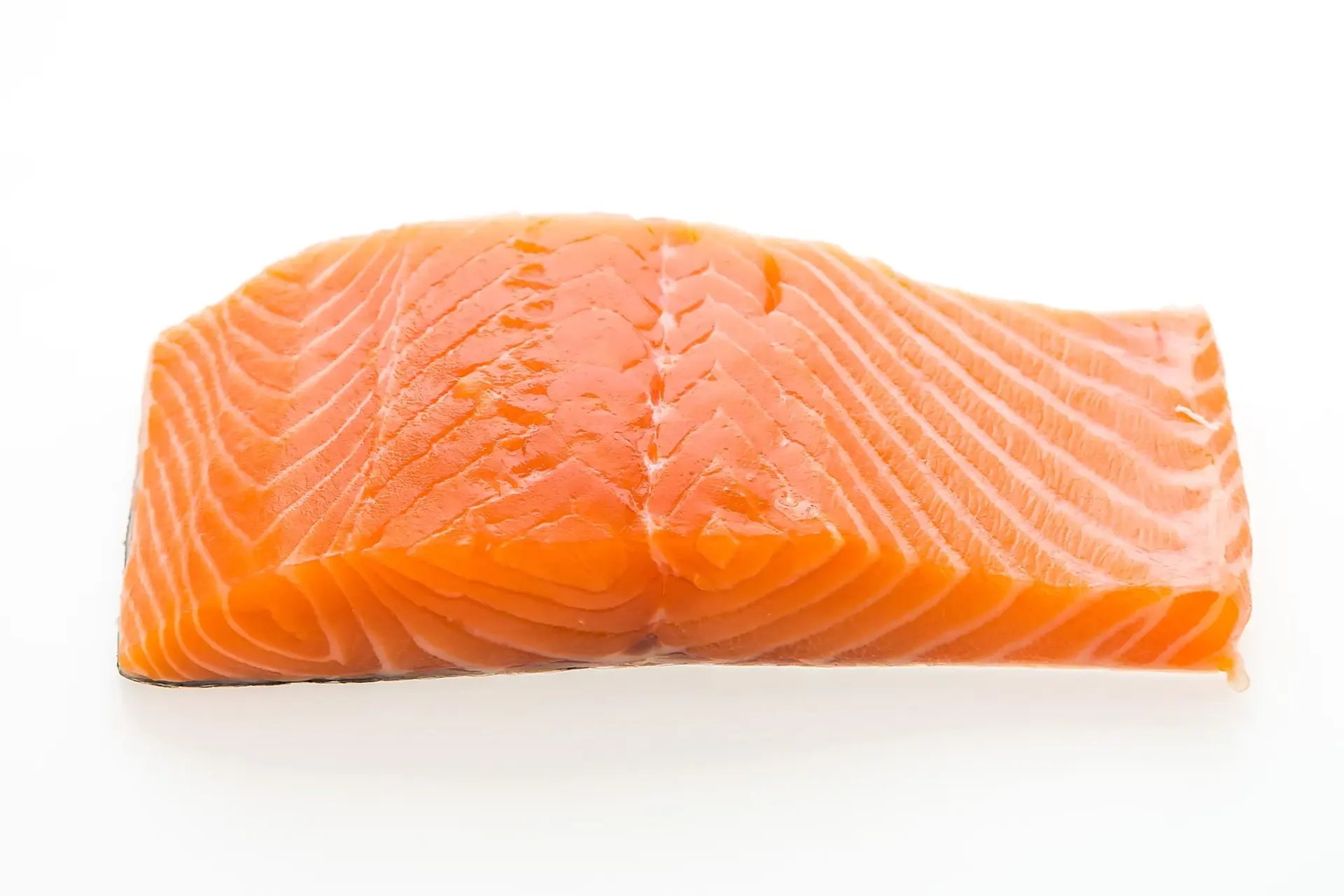 Raw salmon meat close up