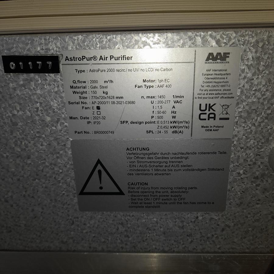 Used AAF International Air Purifier - Air Filtration and Purification, foto 9
